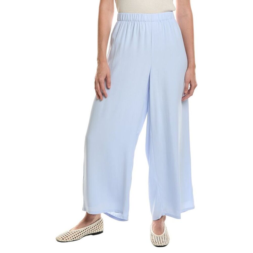 Eileen Fisher Womens Wide Ankle Silk Pant, Blue
